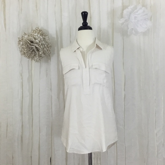 LOFT Tops - Sleeveless Mixed Material Blouse